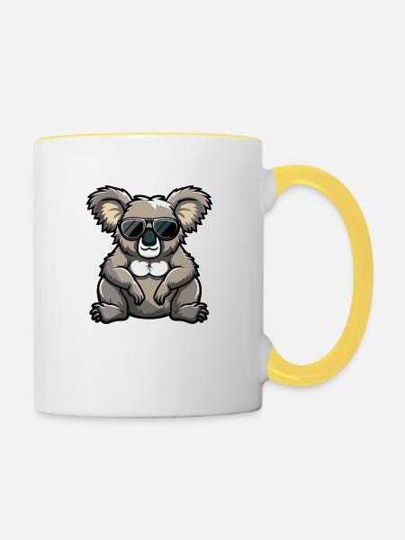Koala Comic Cool - Tasse zweifarbig - Weiß/Gelb