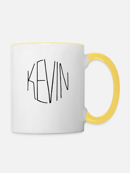 Kevin - Tasse zweifarbig - Weiß/Gelb