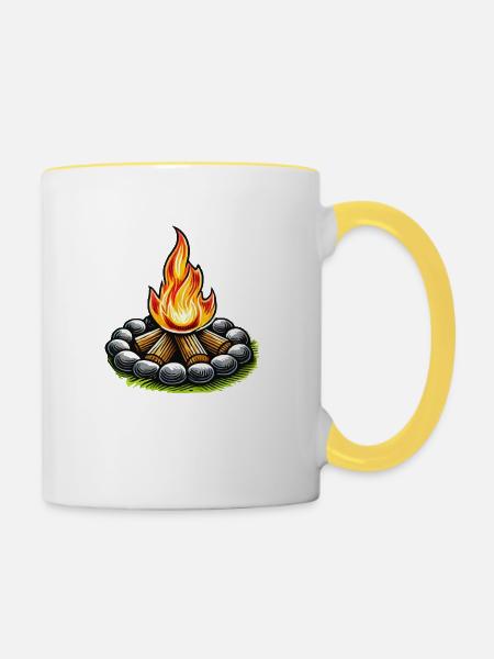 Lagerfeuer - Tasse zweifarbig - Weiß/Gelb