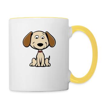 Baby Hund - Tasse zweifarbig - Weiß/Gelb - Rechts