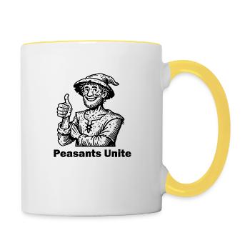 Un fermier médiéval lève le pouce - Les paysans s’unissent - Mug contrasté - blanc/jaune - Droite