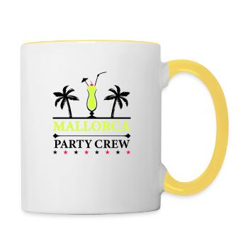 mallorca party crew - Tasse zweifarbig - Weiß/Gelb - Rechts
