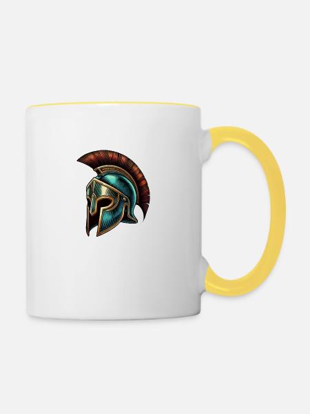 sparta helm - Tasse zweifarbig - Weiß/Gelb