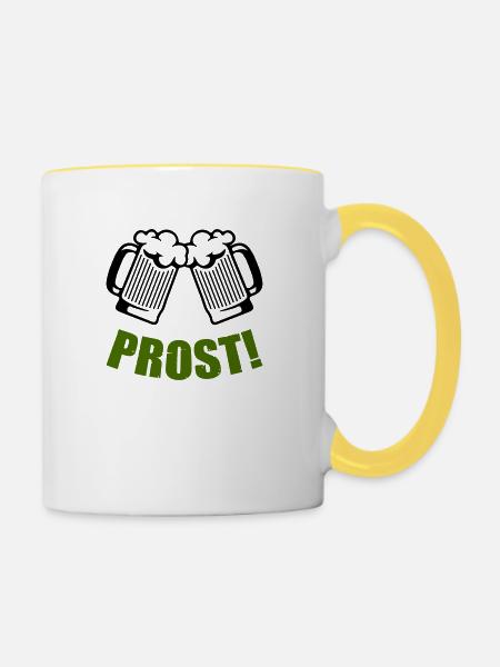 bier prost - Tasse zweifarbig - Weiß/Gelb