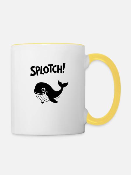 Fleck! - Lustiger Wal - Tasse zweifarbig - Weiß/Gelb