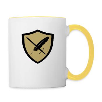 Feder und Schwert Wappen - Tasse zweifarbig - Weiß/Gelb - Rechts