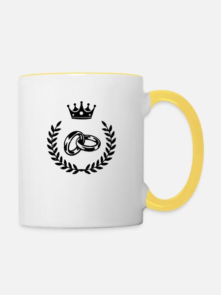 eheringe krone - Tasse zweifarbig - Weiß/Gelb