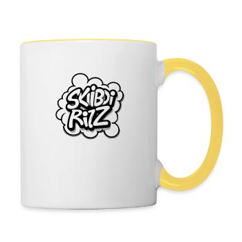 Skibidi Ritz Logo – Gen Alpha Slang inspiriert - Tasse zweifarbig - Weiß/Gelb - Rechts