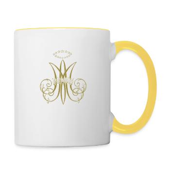 Catholique traditionnelle Vierge Marie Auspice Maria - Mug contrasté - blanc/jaune - Droite