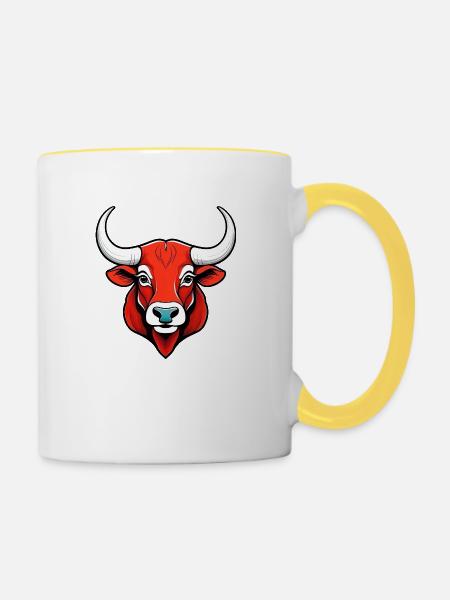 Mächtiger Stiergeist - Tasse zweifarbig - Weiß/Gelb