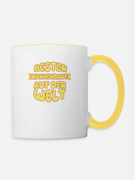 Berufung Brunnenbauer - Tasse zweifarbig - Weiß/Gelb
