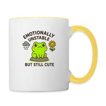 émotionnellement instable - mais toujours mignon - Mug contrasté - blanc/jaune - Droite