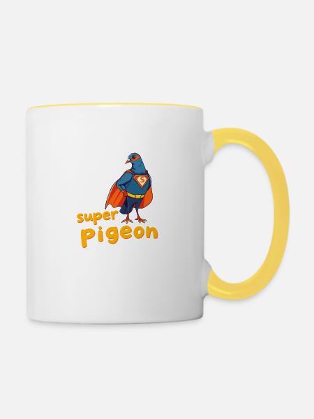 Super Taube - Tasse zweifarbig - Weiß/Gelb