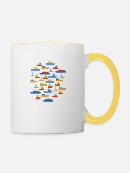 Boote - Tasse zweifarbig - Weiß/Gelb