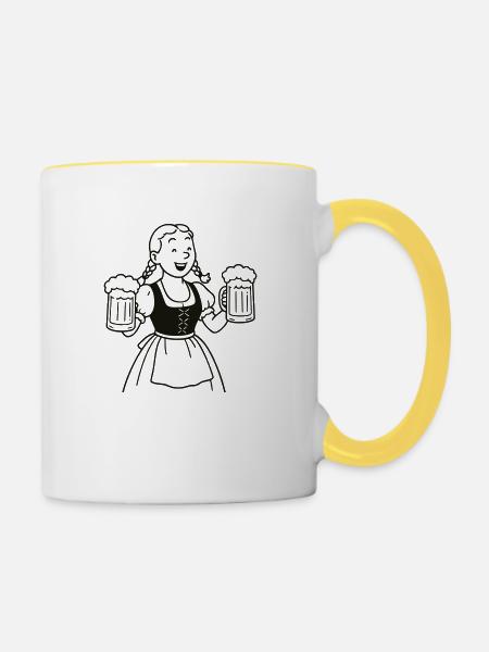 Bier mädchen - Tasse zweifarbig - Weiß/Gelb
