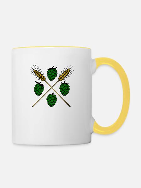 Hopfen und Gerste - Bier - Tasse zweifarbig - Weiß/Gelb