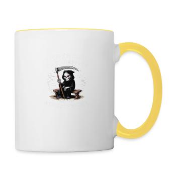 Professionally something with people – Black humor - Contrasting Mug - white/yellow - Right