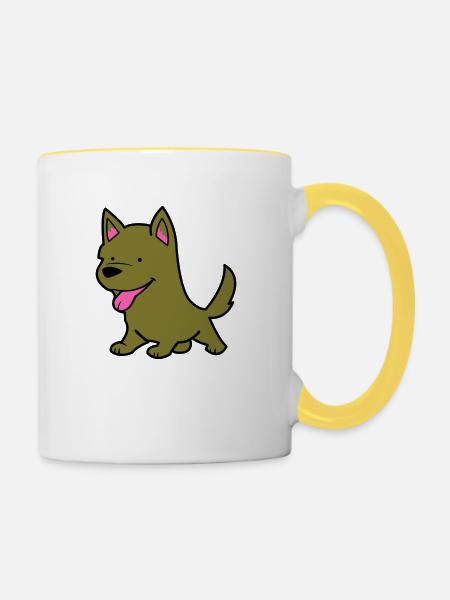 hund comic - Tasse zweifarbig - Weiß/Gelb