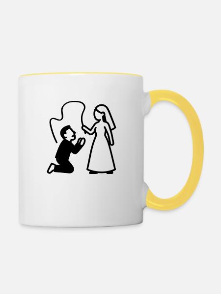 Ehepaar Hochzeit Peitsche - Tasse zweifarbig - Weiß/Gelb