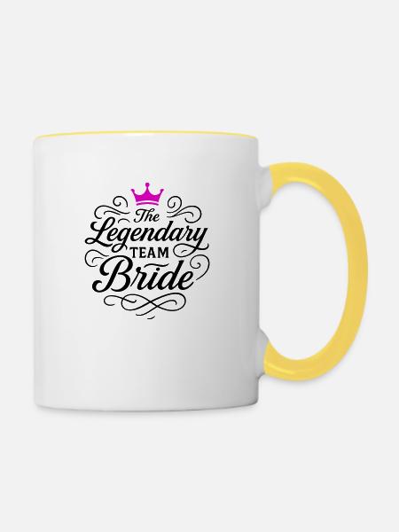 Team Braut Junggesellin - Tasse zweifarbig - Weiß/Gelb