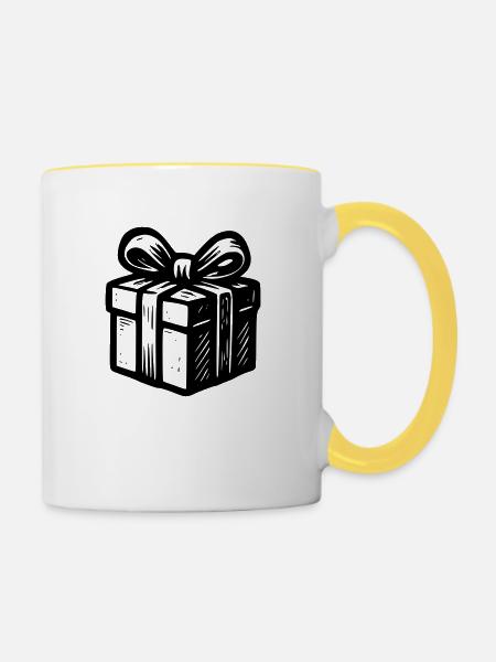 Weihnachtsgeschenk - Tasse zweifarbig - Weiß/Gelb