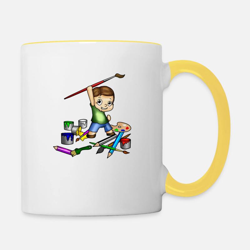 Kindermalzirkel Goerzig - Tasse zweifarbig - Weiß/Gelb