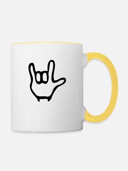 ich liebe Dich - Tasse zweifarbig - Weiß/Gelb