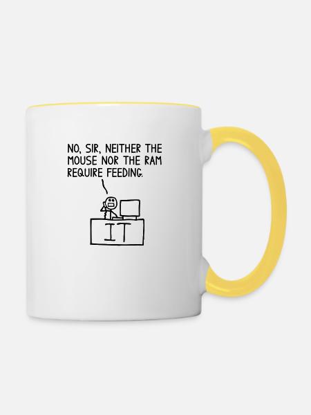 Maus und RAM - Tasse zweifarbig - Weiß/Gelb