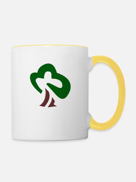 Baum - Tasse zweifarbig - Weiß/Gelb