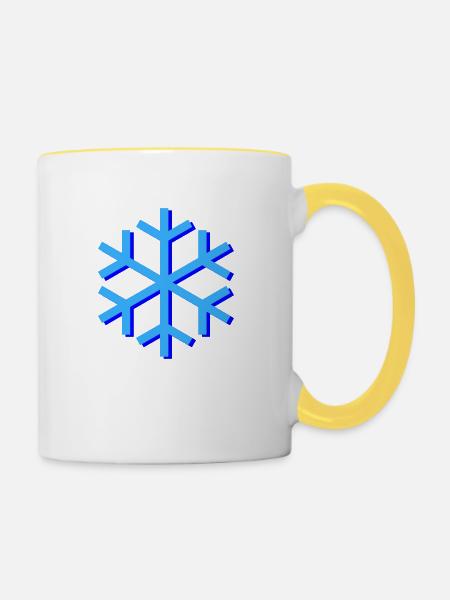 Schneeflocke - Tasse zweifarbig - Weiß/Gelb