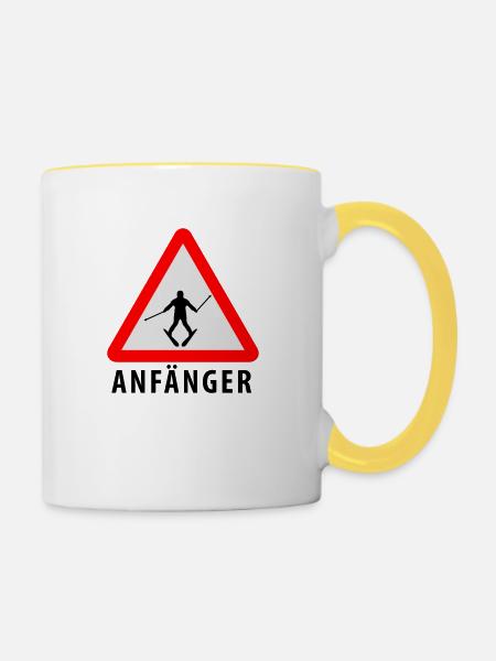 Ski Anfänger - Tasse zweifarbig - Weiß/Gelb