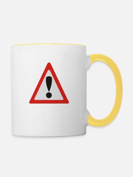 warning sign - Tasse zweifarbig - Weiß/Gelb