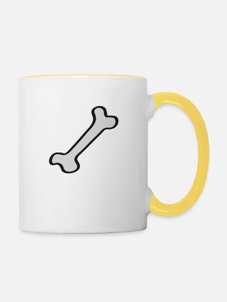 Knochen - Bone 2 - Tasse zweifarbig - Weiß/Gelb