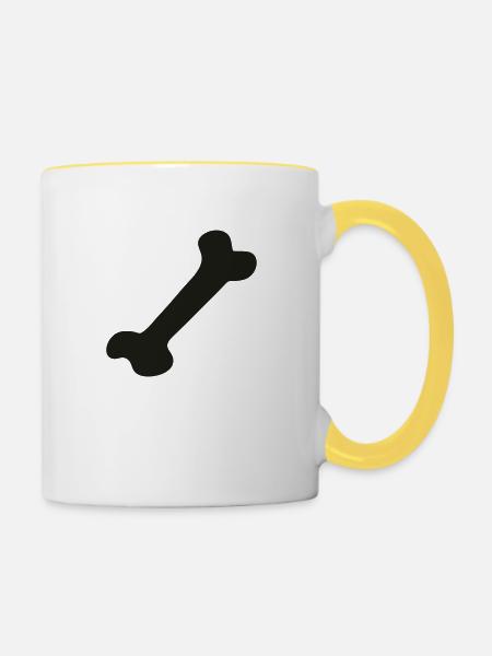 Knochen - Bone - Tasse zweifarbig - Weiß/Gelb