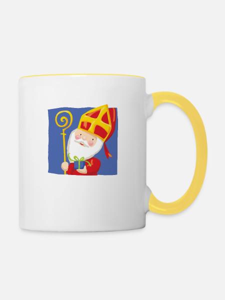 St. Blau - Tasse zweifarbig - Weiß/Gelb