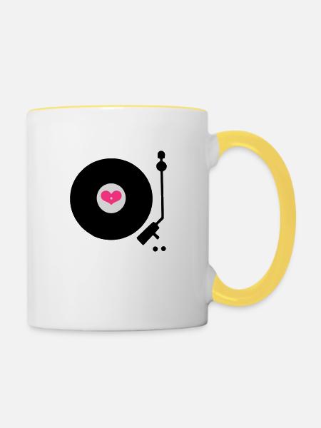 schallplatte - Tasse zweifarbig - Weiß/Gelb