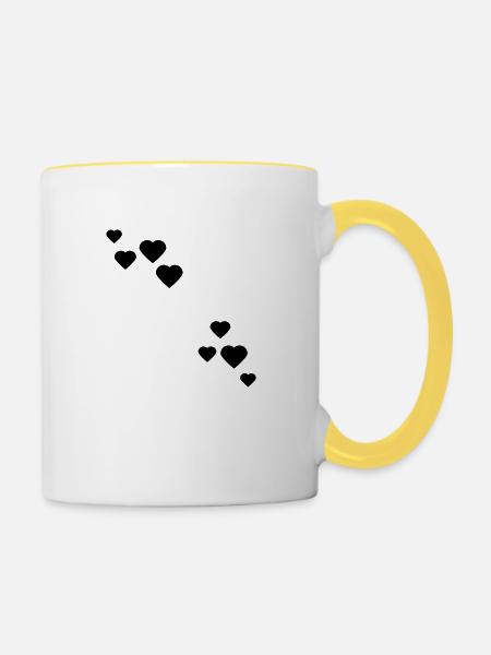 herzen - Tasse zweifarbig - Weiß/Gelb