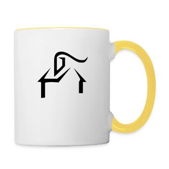 Haus - Tasse zweifarbig - Weiß/Gelb - Rechts