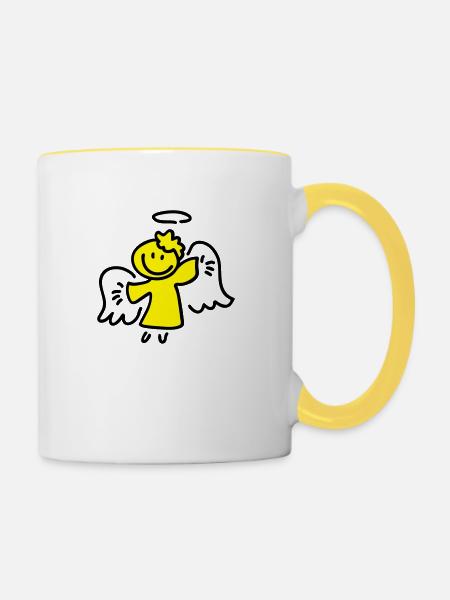 Kleiner Engel - Tasse zweifarbig - Weiß/Gelb