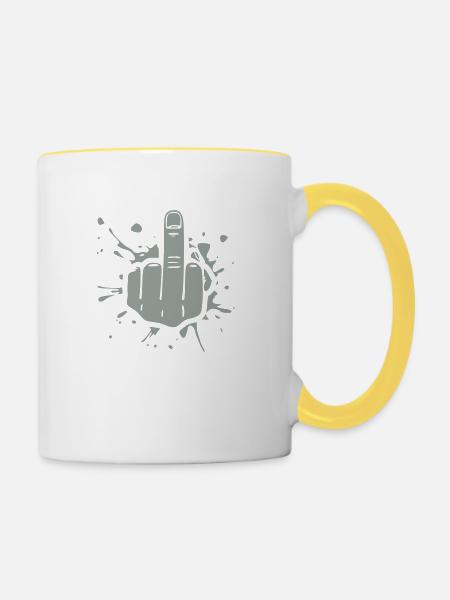 stinkefinger - Tasse zweifarbig - Weiß/Gelb