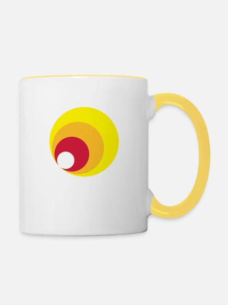 Retro Kreise - Tasse zweifarbig - Weiß/Gelb