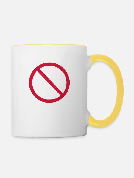 Stopp - Tasse zweifarbig - Weiß/Gelb