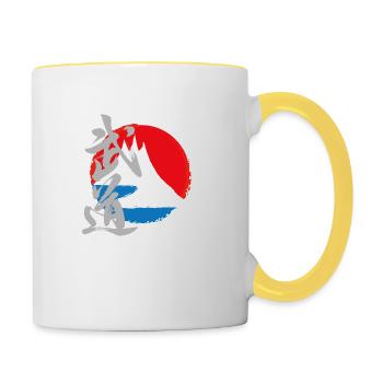 insert tshirt dos2 png - Mug contrasté - blanc/jaune - Droite