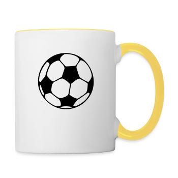 Fußball / Fussball - Tasse zweifarbig - Weiß/Gelb - Rechts