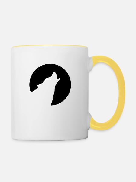 Wolf - Tasse zweifarbig - Weiß/Gelb