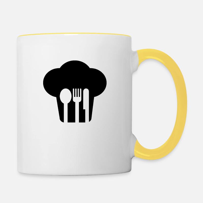 Toque and Cutlery - Contrasting Mug - white/yellow