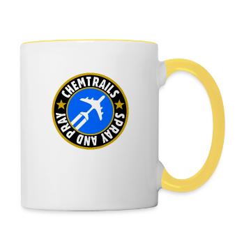 chemtrails - spray and pray - Tasse zweifarbig - Weiß/Gelb - Rechts