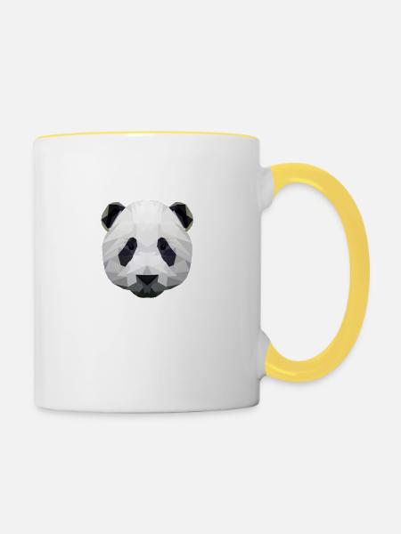 Low Poly Panda - Tasse zweifarbig - Weiß/Gelb