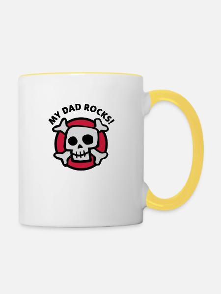 my_dad_rocks_3c - Tasse zweifarbig - Weiß/Gelb