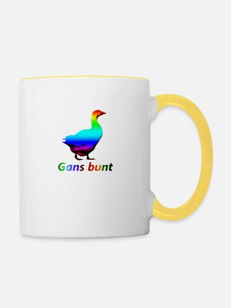 Gans bunt - Tasse zweifarbig - Weiß/Gelb
